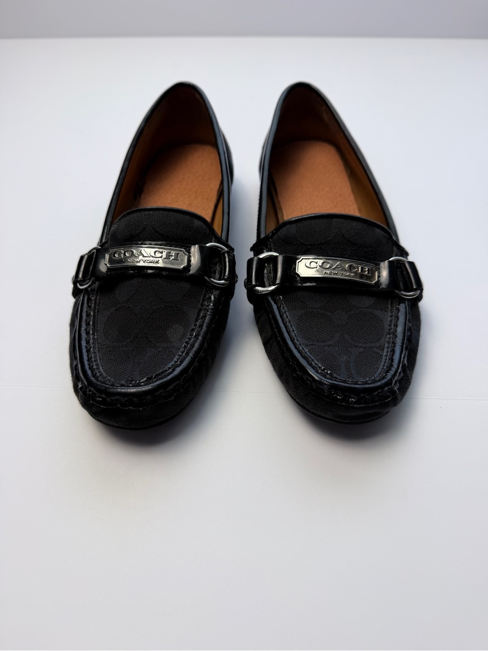 Coach Felisha Signature C Logo Loafers Flats Black Canvas Women’s Size 8.5B